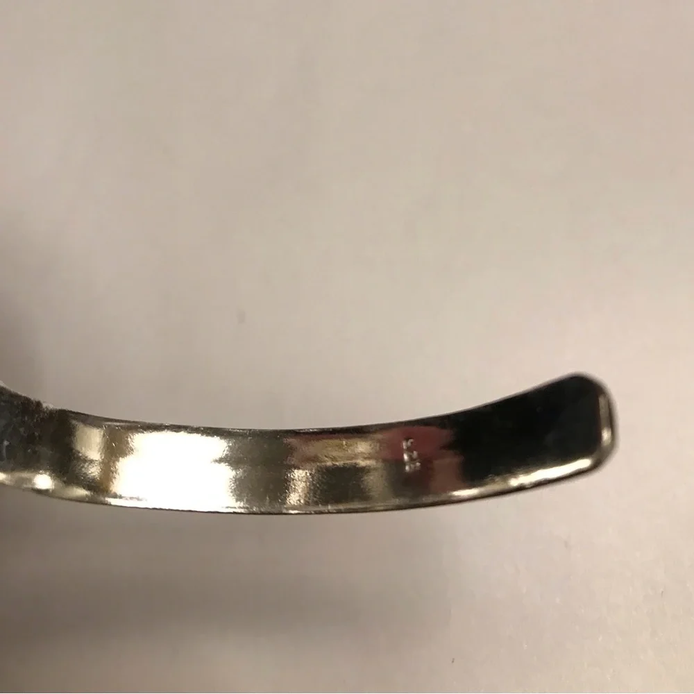Fruit Jasper Citrine Stamped 925 Sterling Silver Cuff Bracelet